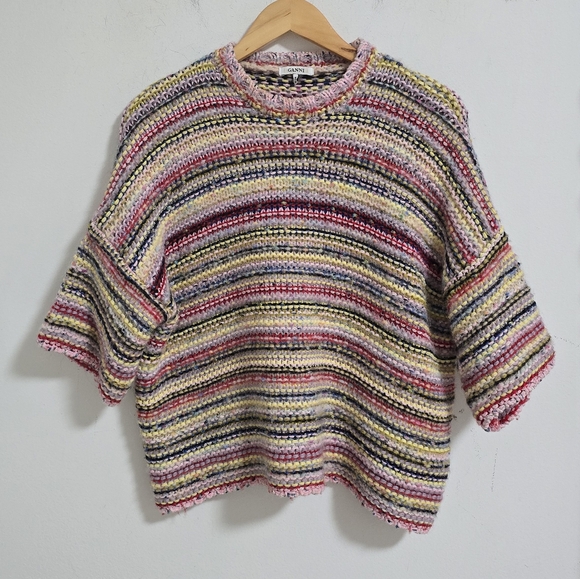 Ganni mixed knit short sleeve sweater size M - Picture 8 of 10